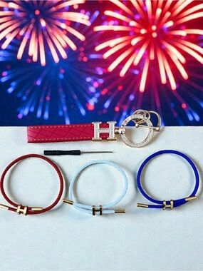 ♥️Memorial Special💙 Wristlet Keychain & 3 Cord Bracelet Set
